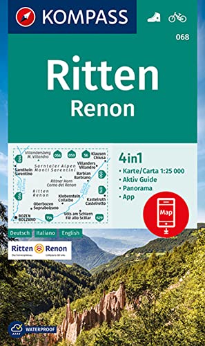 KOMPASS Wanderkarte 068 Ritten, Renon 1:25.000: 4in1 Wanderkarte mit Aktiv Guide und Panorama inklusive Karte zur offline Verwendung in der KOMPASS-App. Fahrradfahren.