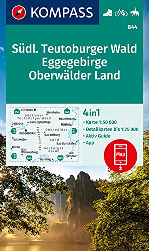 KOMPASS Wanderkarte 844 Südlicher Teutoburger Wald - Eggegebirge - Oberwälder Land 1:50.000: Wanderkarte mit Aktiv Guide und Rad- und Reitwegen. von Kompass