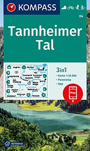KOMPASS Wanderkarte 04 Tannheimer Tal 1:35.000: 3in1 Wanderkarte mit Panorama inklusive Karte zur offline Verwendung in der KOMPASS-App. Fahrradfahren. Skitouren. Langlaufen.