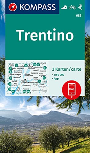 KOMPASS Wanderkarten-Set 683 Trentino (3 Karten) 1:50.000: inklusive Karte zur offline Verwendung in der KOMPASS-App. Fahrradfahren. Skitouren. Reiten. von Kompass