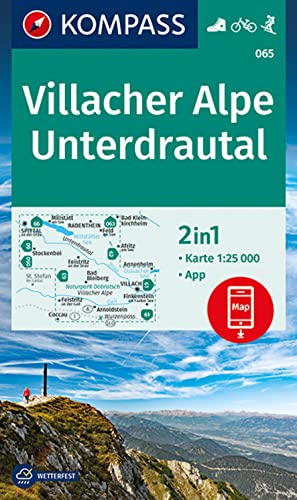 KOMPASS Wanderkarte 065 Villacher Alpe, Unterdrautal 1:25.000: 2in1 Wanderkarte inklusive Karte zur offline Verwendung in der KOMPASS-App. Fahrradfahren. Skitouren. von Kompass