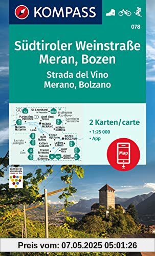 KOMPASS Wanderkarten-Set 078 Südtiroler Weinstraße, Meran, Bozen / Strada del Vino, Merano, Bolzano (2 Karten) 1:25.000: inklusive Karte zur offline ... in der KOMPASS-App. Fahrradfahren. Skitouren.