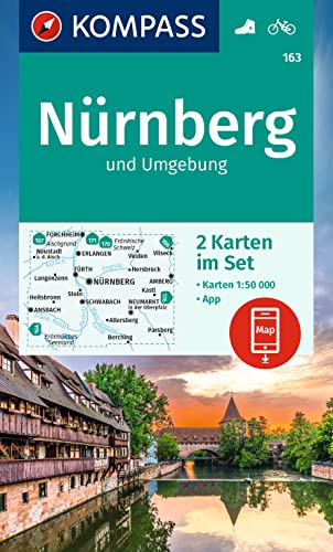 KOMPASS Wanderkarten-Set 163 Nürnberg und Umgebung (2 Karten) 1:50.000: inklusive Karte zur offline Verwendung in der KOMPASS-App. Fahrradfahren.