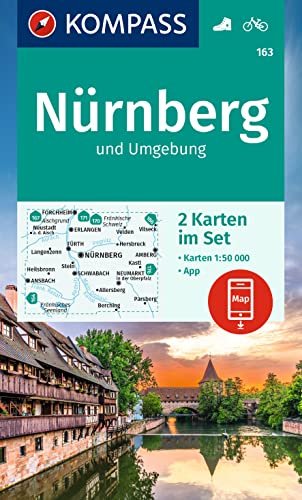 KOMPASS Wanderkarten-Set 163 Nürnberg und Umgebung (2 Karten) 1:50.000: inklusive Karte zur offline Verwendung in der KOMPASS-App. Fahrradfahren.
