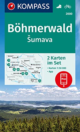 KOMPASS Wanderkarten-Set 2000 Böhmerwald, Sumava (2 Karten) 1:50.000: inklusive Karte zur offline Verwendung in der KOMPASS-App. Fahrradfahren. Skitouren. Langlaufen. von KOMPASS-KARTEN