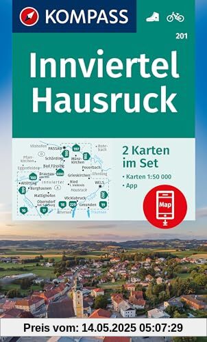 KOMPASS Wanderkarten-Set 201 Innviertel, Hausruck (2 Karten) 1:50.000: inklusive Karte zur offline Verwendung in der KOMPASS-App. Fahrradfahren.