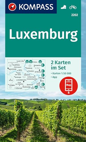 KOMPASS Wanderkarten-Set 2202 Luxemburg (2 Karten) 1:50.000: inklusive Karte zur offline Verwendung in der KOMPASS-App. Fahrradfahren. von KOMPASS-KARTEN