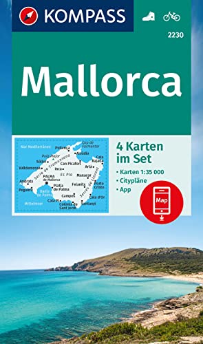 KOMPASS Wanderkarten-Set 2230 Mallorca (4 Karten) 1:35.000: inklusive Karte zur offline Verwendung in der KOMPASS-App. Fahrradfahren.