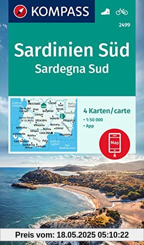 KOMPASS Wanderkarten-Set 2499 Sardinien Süd / Sardegna Sud (4 Karten) 1:50.000: inklusive Karte zur offline Verwendung in der KOMPASS-App. Fahrradfahren.