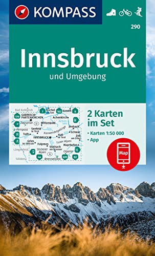 KOMPASS Wanderkarten-Set 290 Innsbruck und Umgebung (2 Karten) 1:50.000: inklusive Karte zur offline Verwendung in der KOMPASS-App. Fahrradfahren. Skitouren