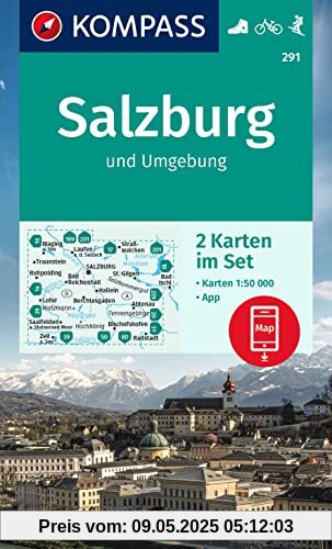 KOMPASS Wanderkarten-Set 291 Salzburg und Umgebung (2 Karten) 1:50.000: inklusive Karte zur offline Verwendung in der KOMPASS-App. Fahrradfahren. Skitouren.