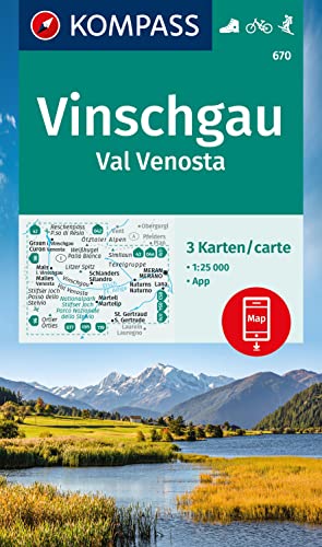 KOMPASS Wanderkarten-Set 670 Vinschgau / Val Venosta (3 Karten) 1:25.000: inklusive Karte zur offline Verwendung in der KOMPASS-App. Fahrradfahren. von KOMPASS-KARTEN