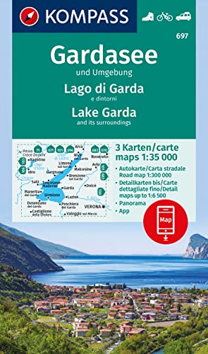 KOMPASS Wanderkarten-Set 697 Gardasee und Umgebung - Lake Garda and its surroundings - Lago di Garda e dintorni (3 Karten) 1:35.000: inklusive Karte ... Verwendung in der KOMPASS-App. Fahrradfahren. von KOMPASS-KARTEN