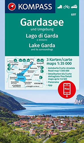KOMPASS Wanderkarten-Set 697 Gardasee und Umgebung - Lake Garda and its surroundings - Lago di Garda e dintorni (3 Karten) 1:35.000: inklusive Karte ... Verwendung in der KOMPASS-App. Fahrradfahren.
