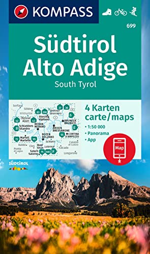 KOMPASS Wanderkarten-Set 699 Südtirol, Alto Adige, South Tyrol (4 Karten) 1:50.000: mit 1 Panorama, inklusive Karte zur offline Verwendung in der KOMPASS-App. Fahrradfahren. Skitouren.