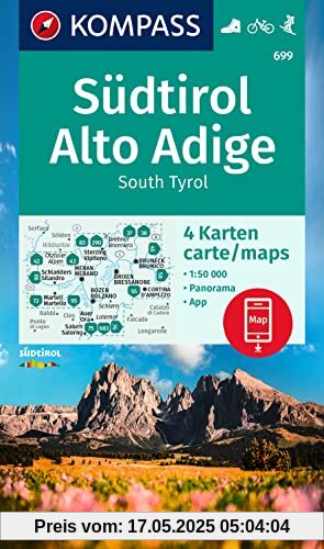 KOMPASS Wanderkarten-Set 699 Südtirol, Alto Adige, South Tyrol (4 Karten) 1:50.000: mit 1 Panorama, inklusive Karte zur offline Verwendung in der KOMPASS-App. Fahrradfahren. Skitouren.