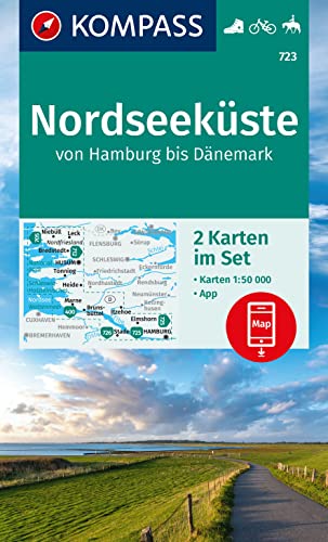 KOMPASS Wanderkarten-Set 723 Nordseeküste von Hamburg bis Dänemark (2 Karten) 1:50.000: inklusive Karte zur offline Verwendung in der KOMPASS-App. Fahrradfahren. Reiten von KOMPASS-KARTEN