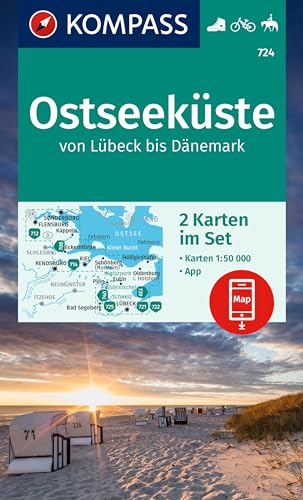 KOMPASS Wanderkarten-Set 724 Ostseeküste von Lübeck bis Dänemark (2 Karten) 1:50.000: inklusive Karte zur offline Verwendung in der KOMPASS-App. Fahrradfahren. Reiten.