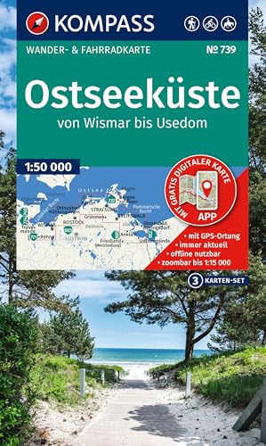 KOMPASS Wanderkarten-Set 739 Ostseeküste, von Wismar bis Usedom (3 Karten) 1:50.000: Wander- und Fahrradkarte in einem - inklusive Offline-Verwendung in der KOMPASS-App. Wander-& Radwege. Reiten. von KOMPASS-KARTEN