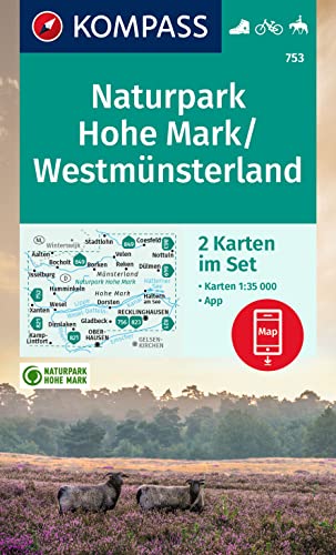 KOMPASS Wanderkarten-Set 753 Naturpark Hohe Mark / Westmünsterland (2 Karten) 1:35.000: inklusive Karte zur offline Verwendung in der KOMPASS-App. Fahrradfahren. Reiten