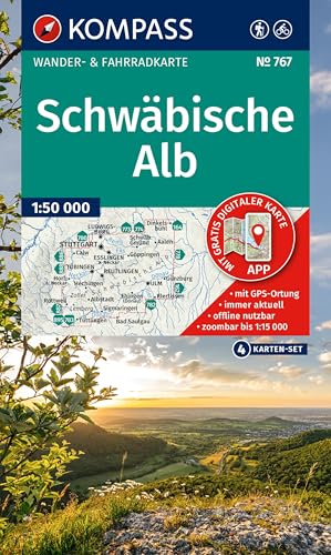 KOMPASS Wanderkarten-Set 767 Schwäbische Alb (4 Karten) 1:50.000: Wander- und Fahrradkarte in einem - inklusive Offline-Verwendung in der KOMPASS-App. Wander-& Radwege. von KOMPASS-KARTEN