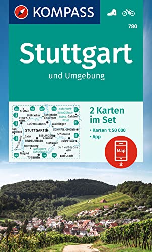 KOMPASS Wanderkarten-Set 780 Stuttgart und Umgebung (2 Karten) 1:50.000: inklusive Karte zur offline Verwendung in der KOMPASS-App. Fahrradfahren. von KOMPASS-KARTEN