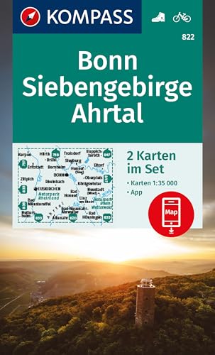 KOMPASS Wanderkarten-Set 822 Bonn, Siebengebirge, Ahrtal (2 Karten) 1:35.000: inklusive Karte zur offline Verwendung in der KOMPASS-App. Fahrradfahren. von KOMPASS-KARTEN