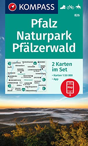 KOMPASS Wanderkarten-Set 826 Pfalz, Naturpark Pfälzerwald (2 Karten) 1:50.000: inklusive Karte zur offline Verwendung in der KOMPASS-App. Fahrradfahren. Reiten von KOMPASS-KARTEN