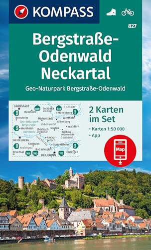 KOMPASS Wanderkarten-Set 827 Bergstraße-Odenwald, Neckartal, Geo-Naturpark Bergstraße-Odenwald (2 Karten) 1:50.000: inklusive Karte zur offline Verwendung in der KOMPASS-App. Fahrradfahren. von Kompass