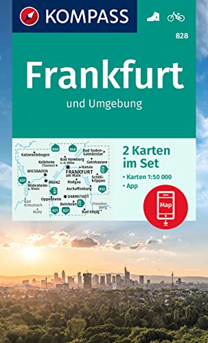 KOMPASS Wanderkarten-Set 828 Frankfurt u.Umgebung (2 Karten) 1:50.000: inklusive Karte zur offline Verwendung in der KOMPASS-App. Fahrradfahren. von KOMPASS-KARTEN