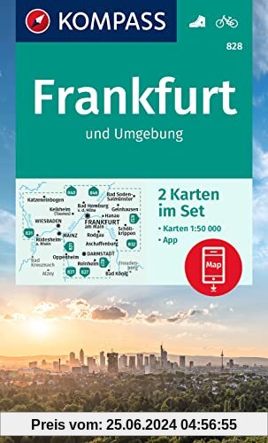 KOMPASS Wanderkarten-Set 828 Frankfurt u.Umgebung (2 Karten) 1:50.000: inklusive Karte zur offline Verwendung in der KOMPASS-App. Fahrradfahren.