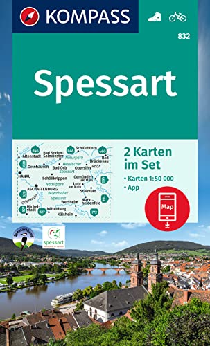 KOMPASS Wanderkarten-Set 832 Spessart (2 Karten) 1:50.000: inklusive Karte zur offline Verwendung in der KOMPASS-App. Fahrradfahren. von Kompass