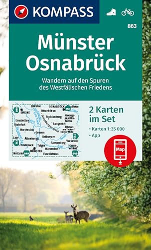 KOMPASS Wanderkarten-Set 863 Münster, Osnabrück (2 Karten) 1:35.000: inklusive Karte zur offline Verwendung in der KOMPASS-App. Fahrradfahren. von KOMPASS-KARTEN