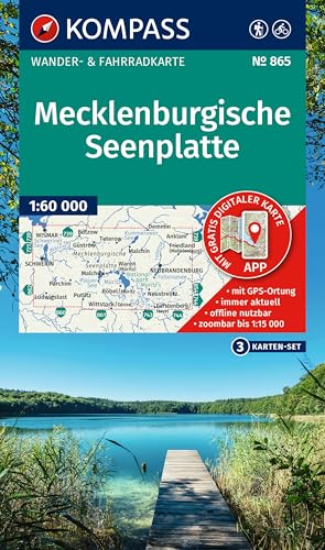 KOMPASS Wanderkarten-Set 865 Mecklenburgische Seenplatte (3 Karten) 1:60.000: Wander- und Fahrradkarte in einem - inklusive Offline-Verwendung in der KOMPASS-App. Wander-& Radwege. von KOMPASS-KARTEN
