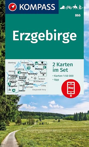 KOMPASS Wanderkarten-Set 866 Erzgebirge (2 Karten) 1:50.000: inklusive Karte in der KOMPASS-App offline nutzen, markierte Wanderwege, Fahrradfahren