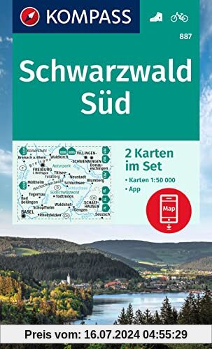 KOMPASS Wanderkarten-Set 887 Schwarzwald Süd (2 Karten) 1:50.000: inklusive Karte zur offline Verwendung in der KOMPASS-App. Fahrradfahren.