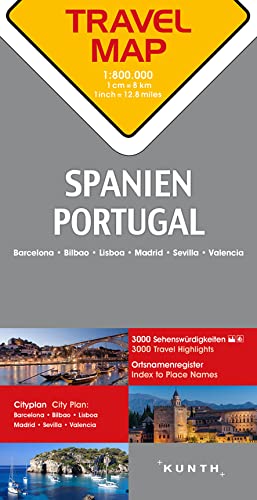 KUNTH TRAVELMAP Spanien, Portugal 1:800.000: Travel Map Spain, Portugal