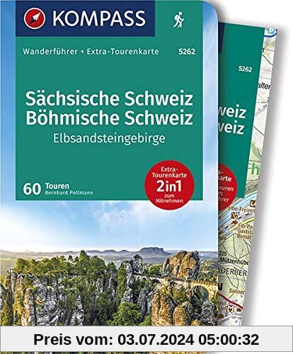 KV WF 5262 Sächsische Schweiz, Elbsandsteingebirge (m. Karte): Wanderführer mit Extra-Tourenkarte, 60 Touren, GPX-Daten zum Download (KOMPASS-Wanderführer, Band 5262)