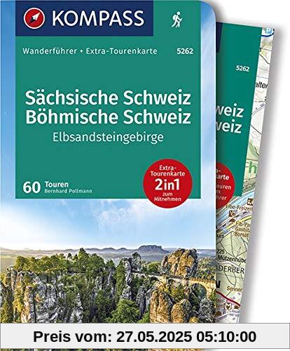 KV WF 5262 Sächsische Schweiz, Elbsandsteingebirge (m. Karte): Wanderführer mit Extra-Tourenkarte, 60 Touren, GPX-Daten zum Download (KOMPASS-Wanderführer, Band 5262)