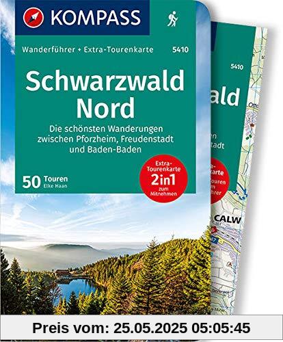 KV WF 5410 Schwarzwald Nord mit Karte: Wanderführer mit Extra-Tourenkarte 1:50.000, 50 Touren, GPX-Daten zum Download (KOMPASS-Wanderführer)