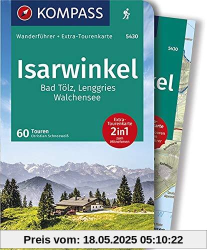 KV WF 5430 Isarwinkel, Bad Tölz, Lenggries, Walchensee: Wanderführer mit Extra-Tourenkarte 1:40.000, 60 Touren, GPX-Daten zum Download (KOMPASS-Wanderführer)
