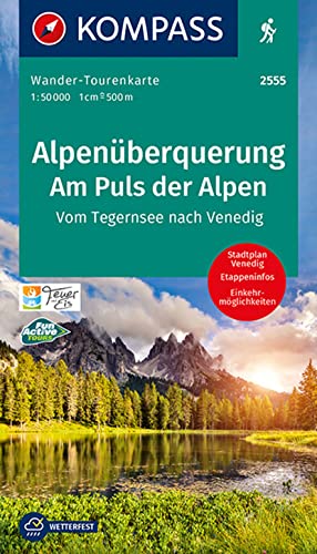 KOMPASS Wander-Tourenkarte Alpenüberquerung, Am Puls der Alpen 1:50.000: Leporello Karte, reiß- und wetterfest von Kompass