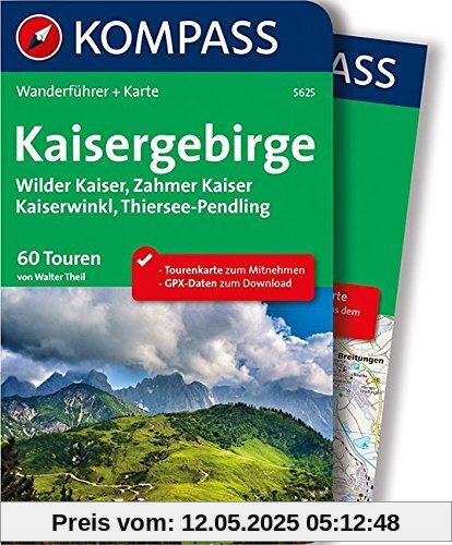 Kaisergebirge: Wanderführer mit Extra-Tourenkarte, 60 Touren, GPX-Daten zum Download (KOMPASS-Wanderführer, Band 5625)