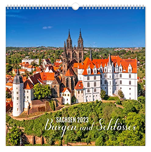 Kalender Burgen und Schlösser Sachsen 2023 | 30 x 30 cm | weißes Kalendarium