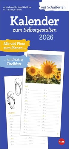 Kalender zum Selbstgestalten 2026: Blanko-Kalender zum Basteln mit extra Titelblatt für Ihr persönliches Kalender-Kunstwerk. Foto- und Bastelkalender 2026. 16 x 34 cm. (Foto-/Bastelkalender Heye) von Heye