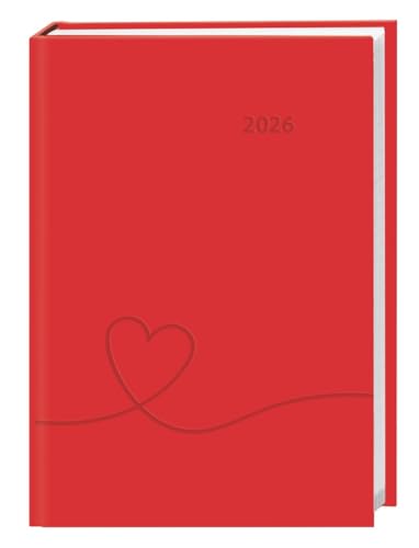 Kalenderbuch A6 koralle 2026: Praktischer Planer für den Alltag mit Wochen-Kalendarium. Taschenkalender im spritzigen Rot mit Platz für Termine und Notizen im Format 11,5 x 16,5 cm (Bürokalender Heye) von Heye