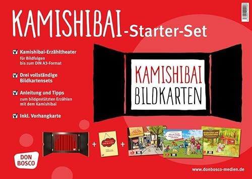 Kamishibai-Starter-Set zum Angebotspreis: Komplettes Erzähltheater + 3 Bildkartensets + Anleitung für den schnellen Einstieg. Geeignet für Kinder von ... (Zubehör für das Erzähltheater Kamishibai)