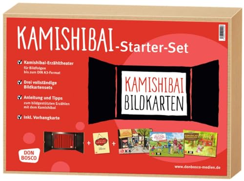 Kamishibai-Starter-Set zum Angebotspreis: Komplettes Erzähltheater + 3 Bildkartensets + Anleitung für den schnellen Einstieg. Geeignet für Kinder von ... (Zubehör für das Erzähltheater Kamishibai)