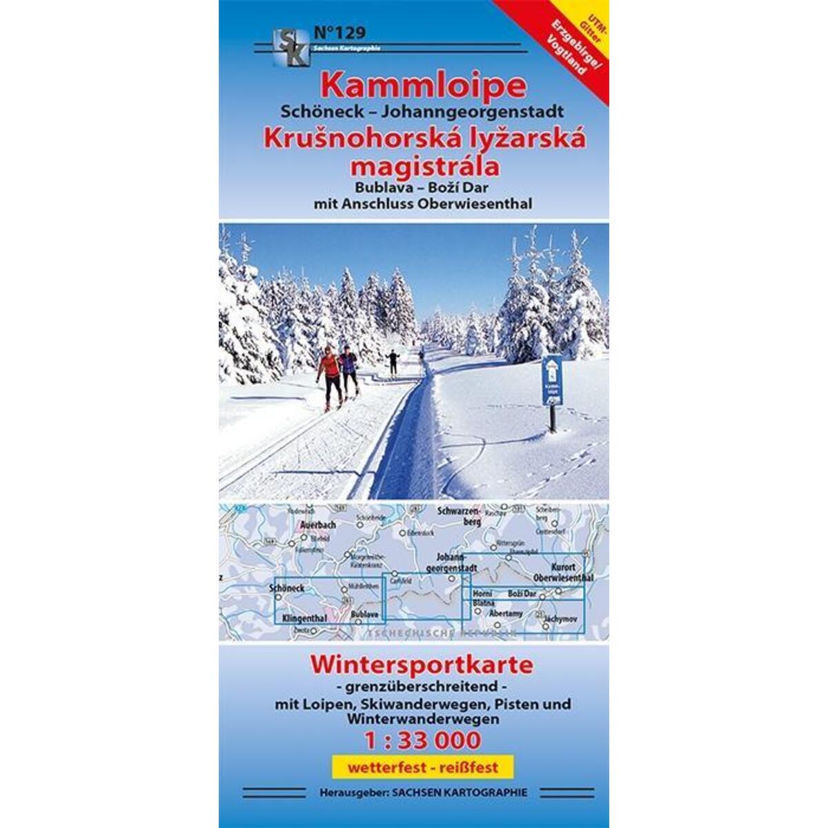Kammloipe Schöneck-Johanngeorgenstadt / Krusnohorska lyzarska magistrala von Sachsen Kartographie