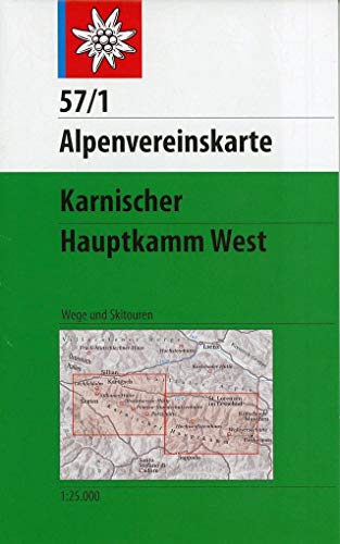 Karnischer Hauptkamm, West: Topographische Karte 1:25.000 mit Wegmarkierungen und Skirouten (Alpenvereinskarten)